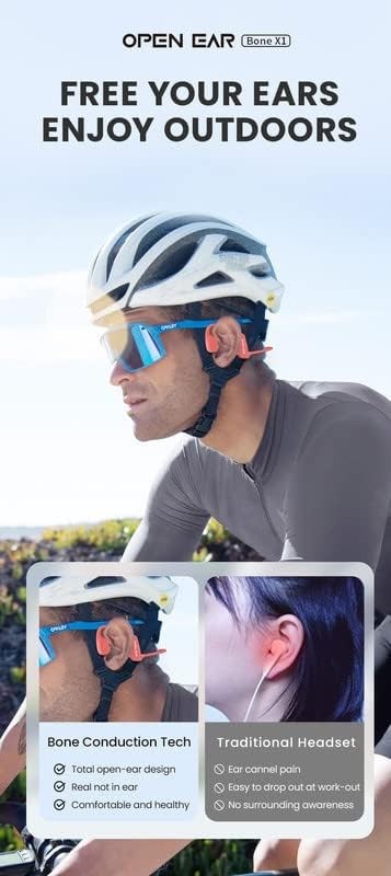 HEADPHONES OPEN EAR BONE CONDUCTION, BLACK COLOR, BLUETOOTH