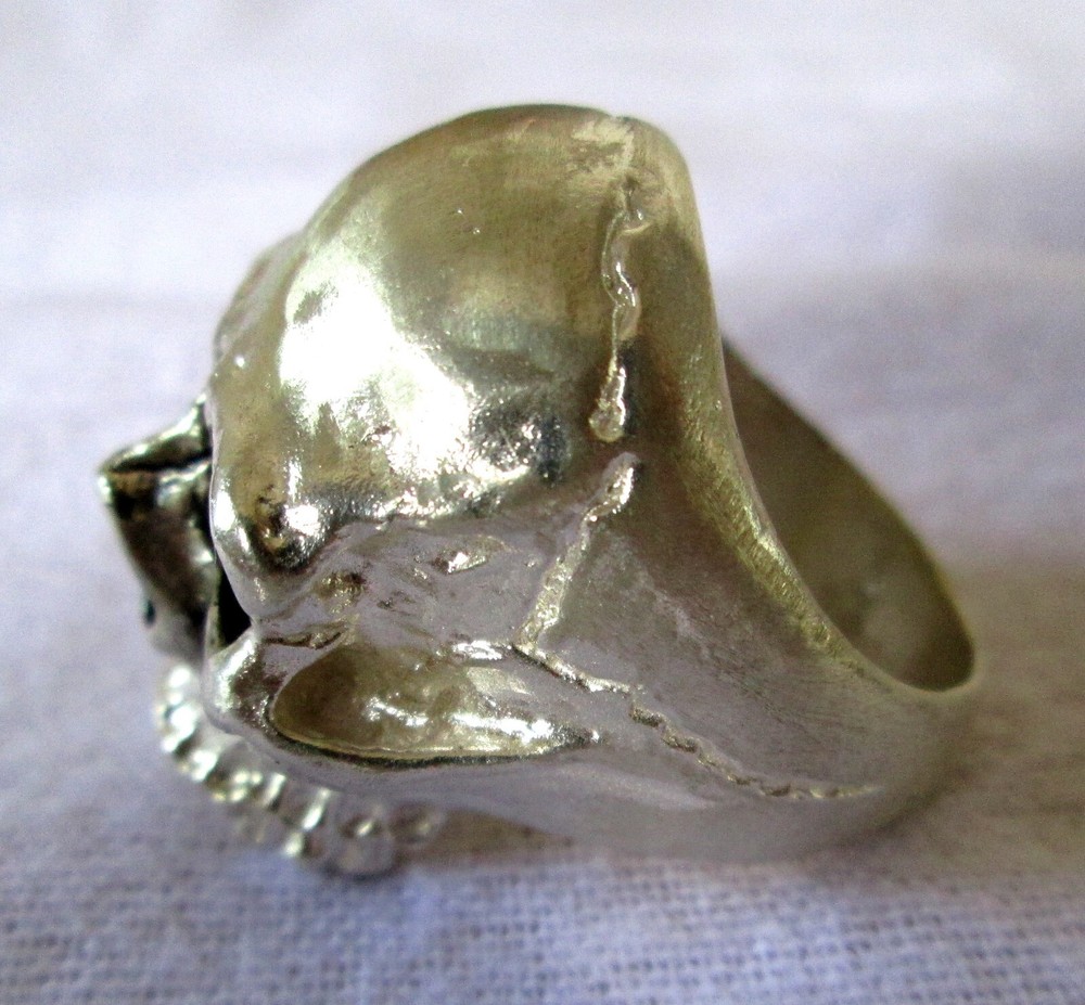 CLASSIC Sterling Silver Biker Skull Ring Size 9.5 Handmade