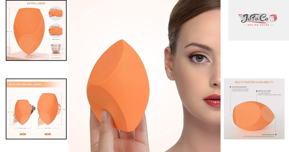 Extra Large 10cm Makeup Blender with Sponge Holder for Effortless Application