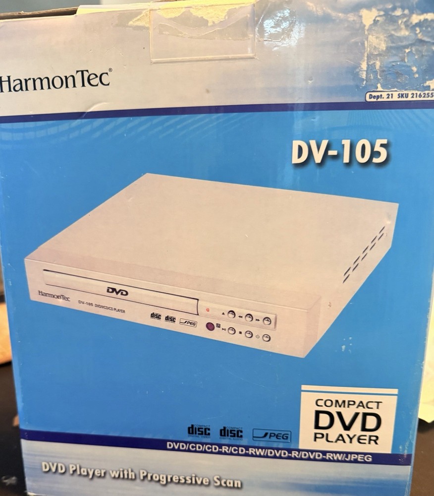 HarmonTec Progressive Scan DVD Player DV -105 New Open Box Never Used