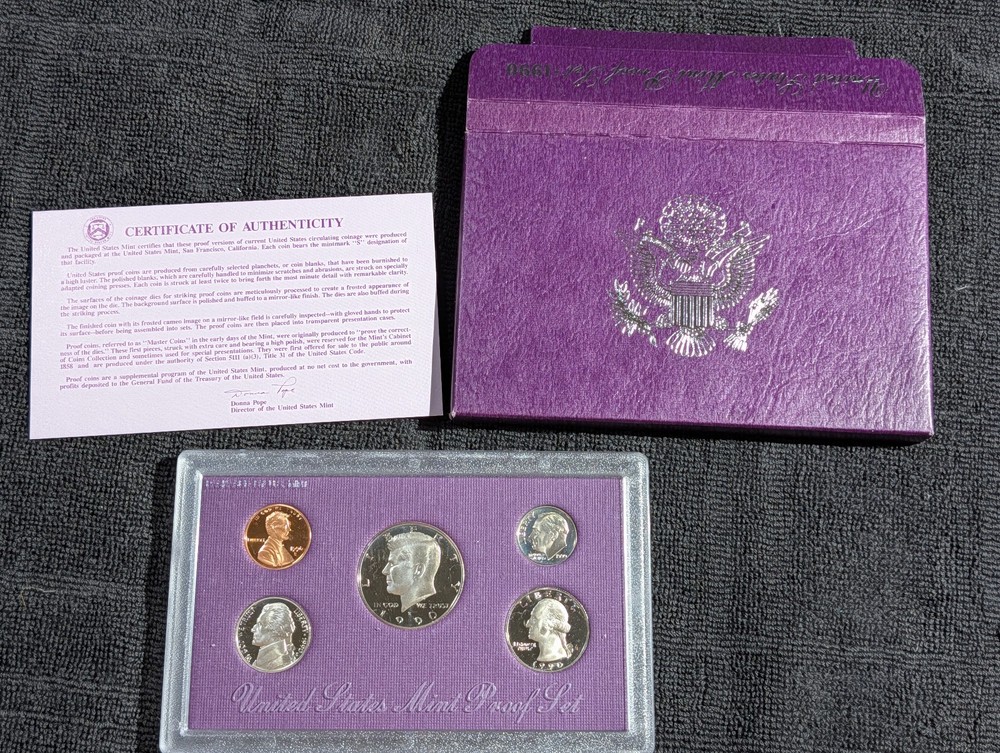 1990 US Proof set OGP COA