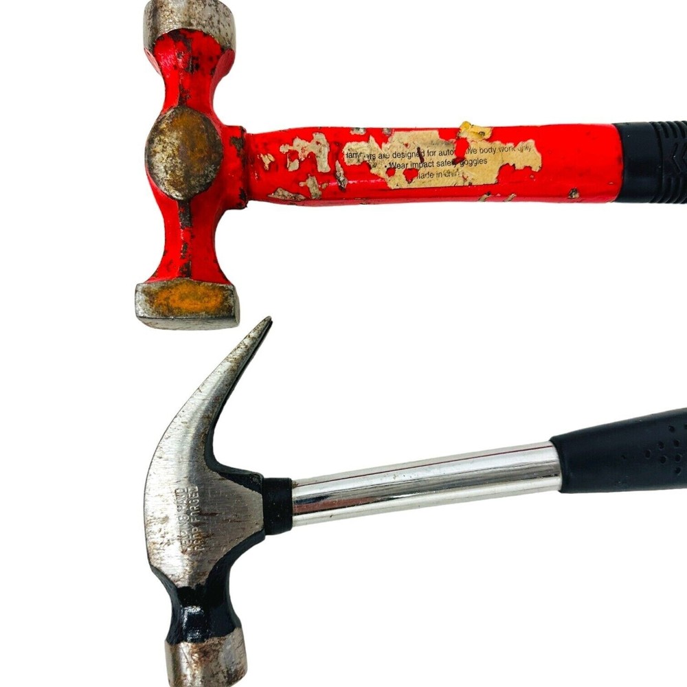 2 Pcs Assorted Curved Claw and Double Face Hammer Hand Tool Set