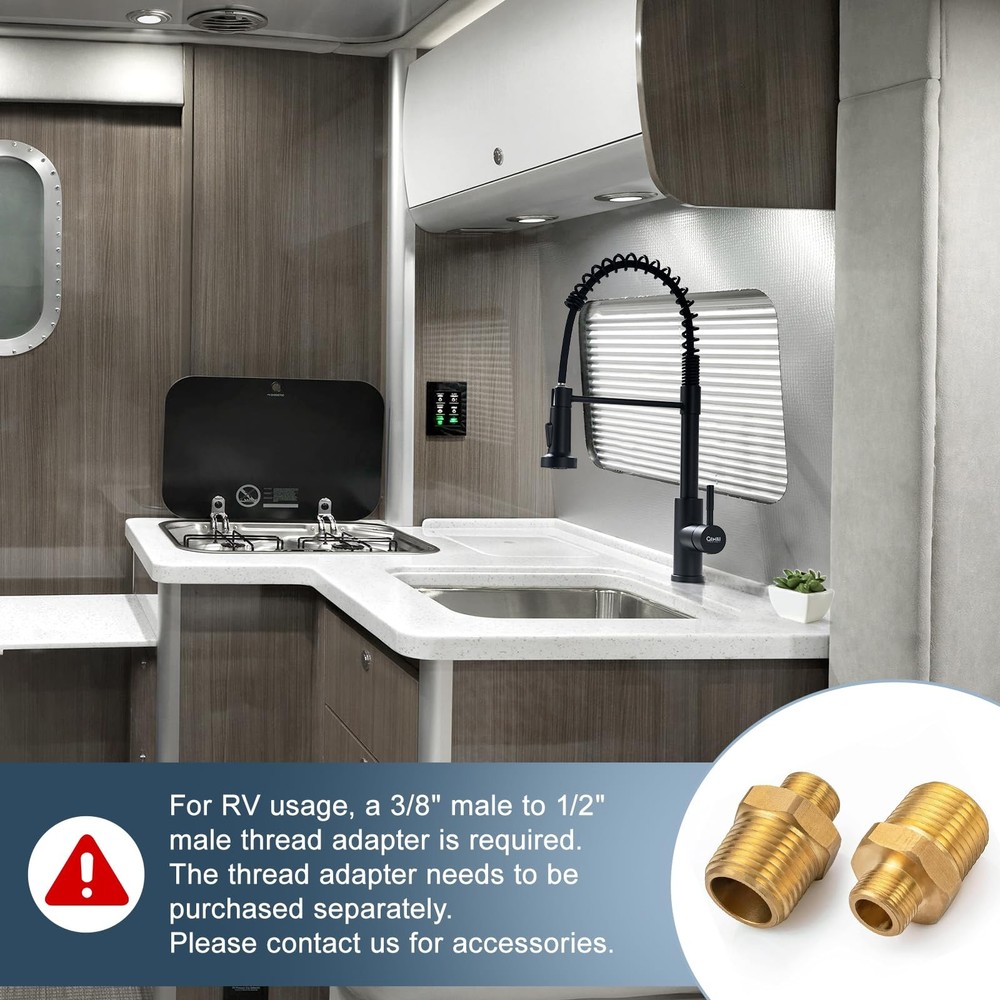 Black Kitchen Faucet with Pull Down Sprayer Single Hole Spring Kitchen Sink F...