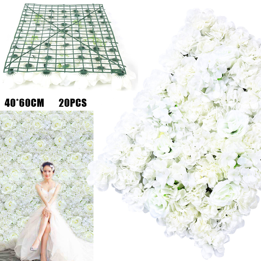20x Artificial Silk Flower Wall Panel Wedding Party Stage Background Decoration