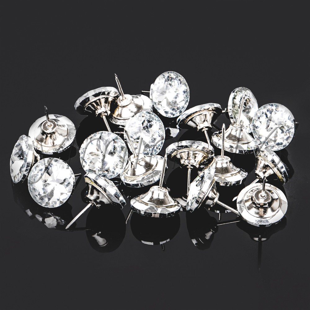 20PCS Crystal Buttons Rivets Silver for Sofas Decoration Home Makeovers