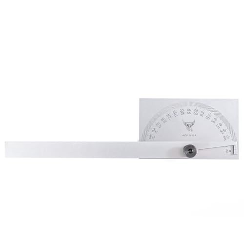 PEC Tools Stainless Steel Angle Protractor 6" Blade, 0-180° Range