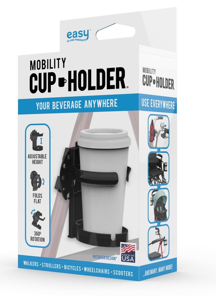 Mobility Cup Holder - Compatible with Wheelchair, Walker, Rollator, or Scooter