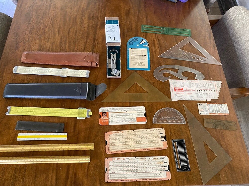 VTG Picket Slide Rule Lot Ohmite Resistance  Calculator Engineering Tools Draft