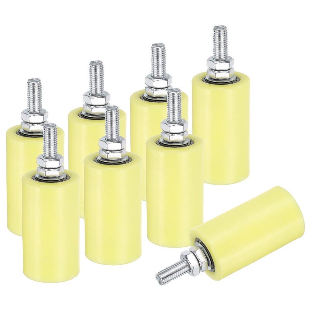 8Pcs Slide Gate Guide Roller 3" Nylon Sliding Gate Support Assembly, Yellow