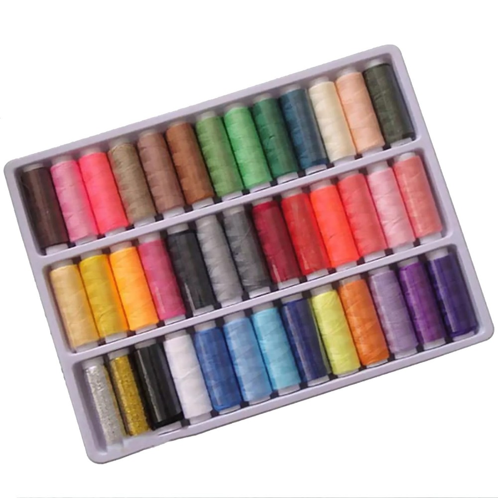 39Pcs Colored Sewing Thread Set Mixed Colors Polyester Spool Brand New