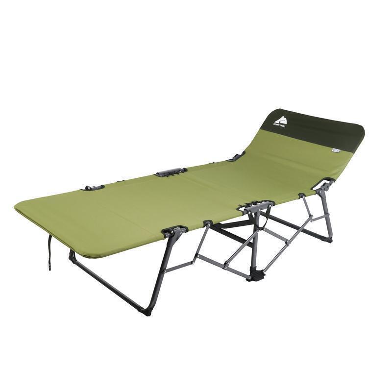 Quick Fold Camp Cot Adjustable Backrest Durable Steel Frame Outdoor Sleeping New