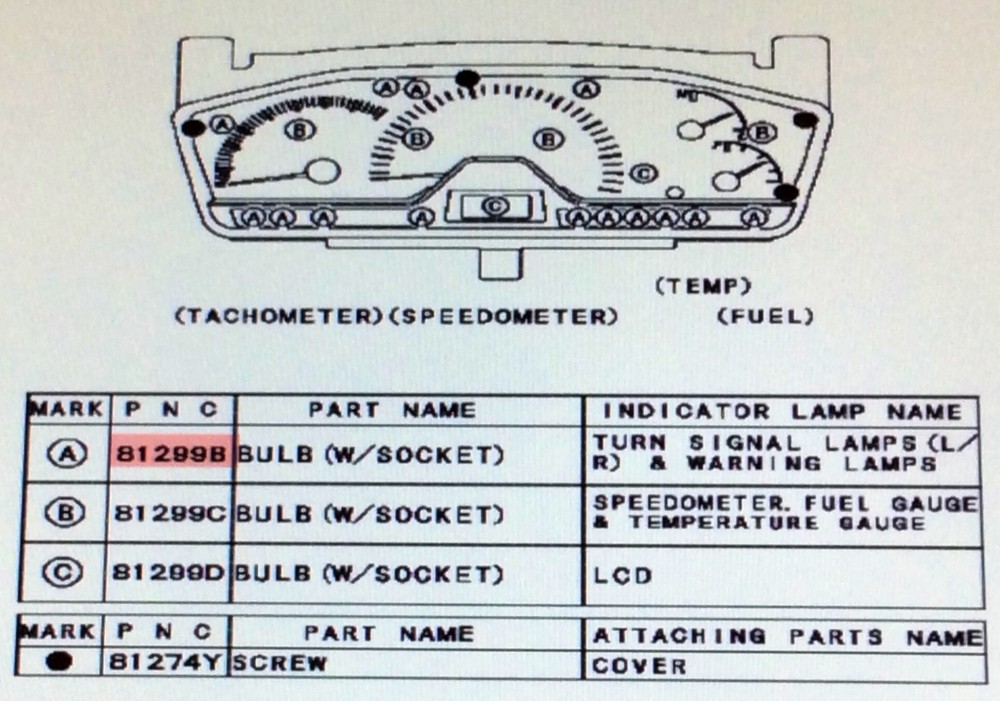 Dash Instrument Panel Bulb with Socket QTY 3 Lancer 2002 - 2007