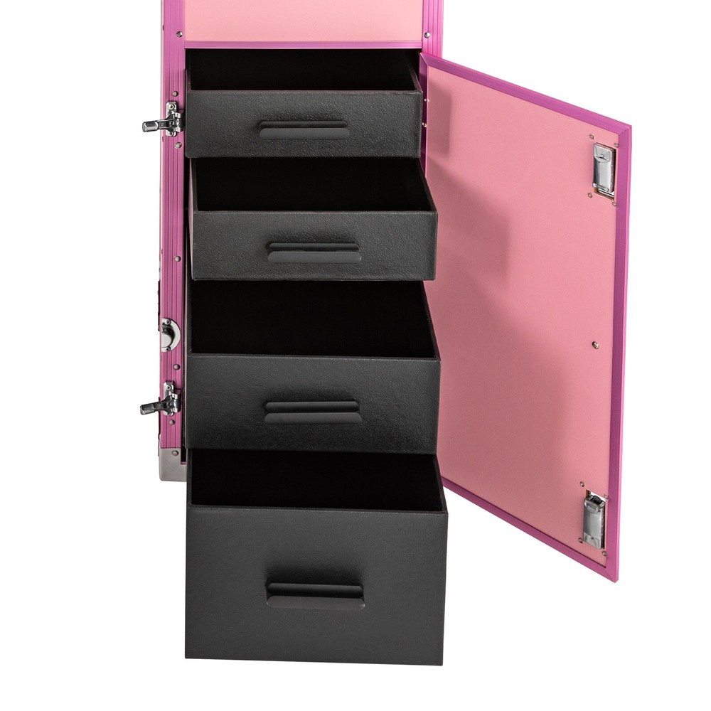 Nail Desk Mobile Station Rolling Makeup Train Case Manicure Table with Speaker