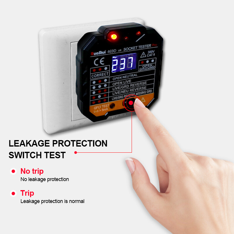 Socket Tester Electrical GFCI Receptacle Detector US Plug Tester LCD Display