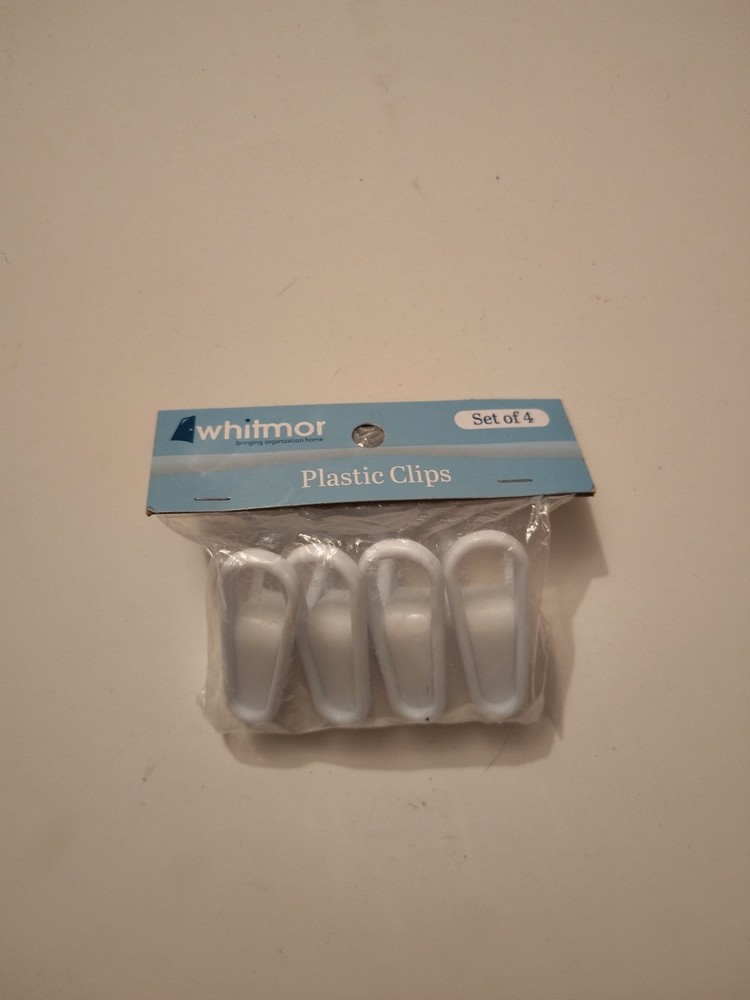Whitmor Plastic Clips Set of 4 White