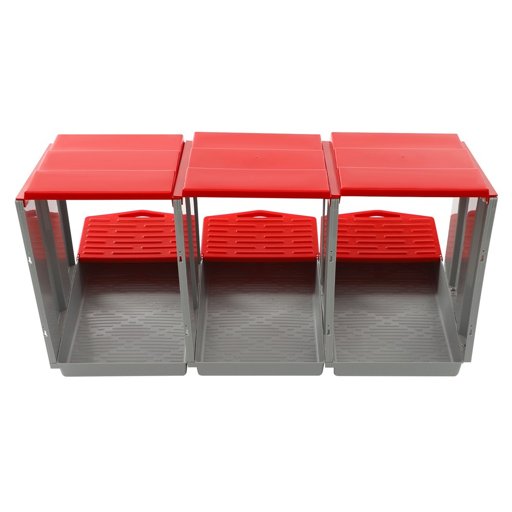 3-Compartment Chicken Nesting Box, Chicken Laying Box with Egg Collection Red