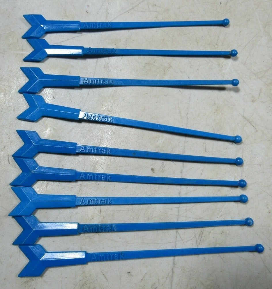 9 Vintage Amtrak Train Plastic Drink Stir Swizzle Sticks
