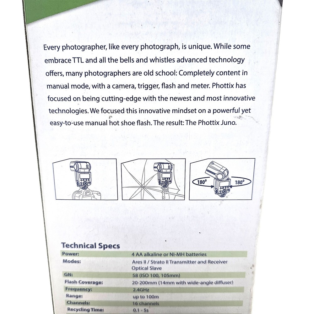 Phottix Juno Transceiver Flash (Model F1102 / FCC P9M-JUNO) – NEW OPEN BOX