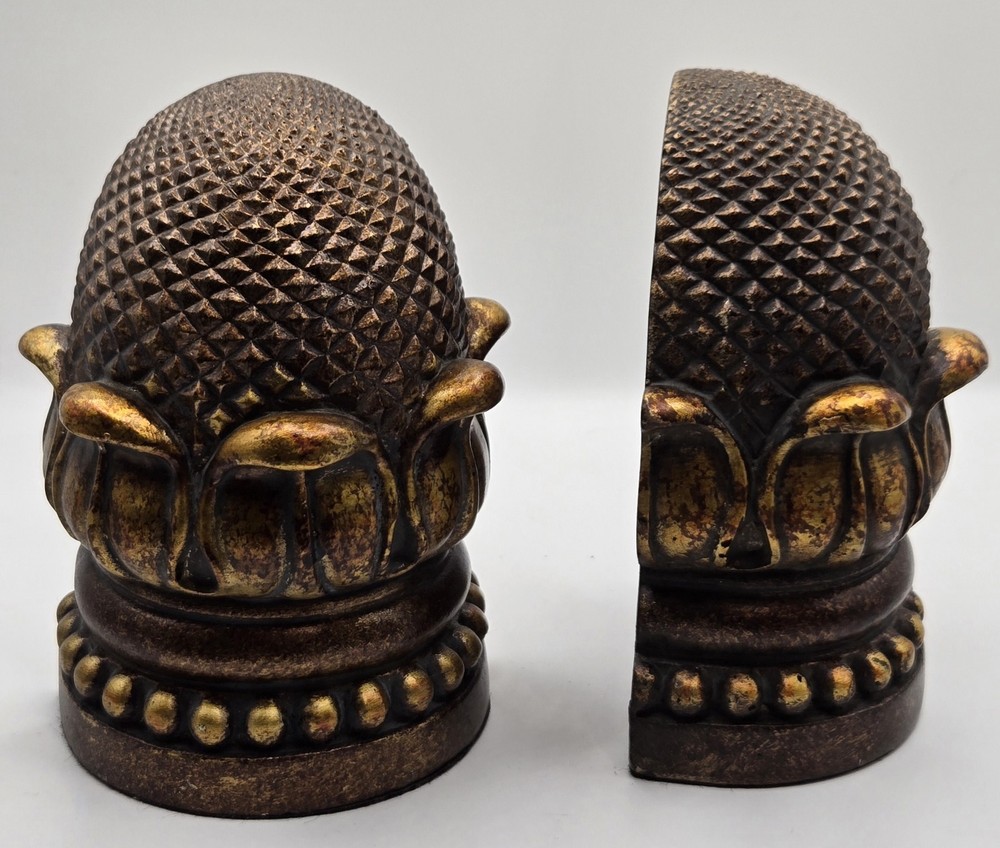 Pineapple Inspired Bookends Heavy Ceramic