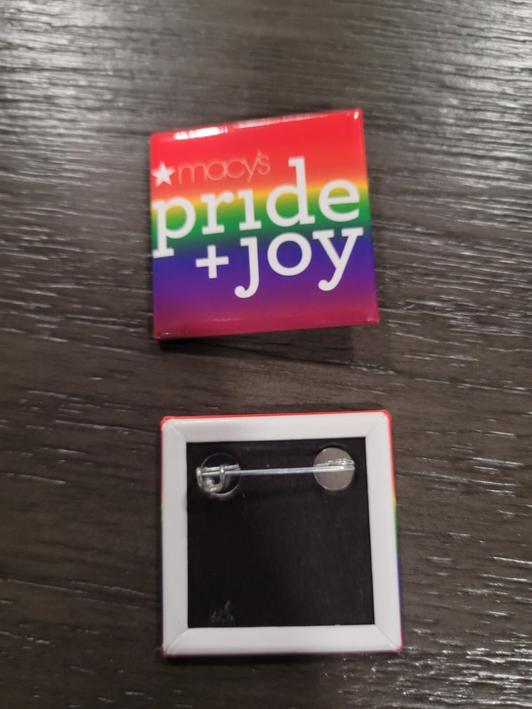 1 Macy's PRIDE & JOY LGBTQ Pride Button Square Pin Rainbow