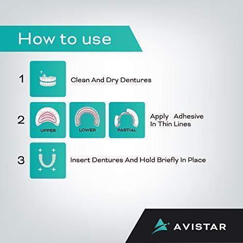 Denture Adhesive Cream 5 Pack - Extra Strong Hold with Easy Application & Mint &