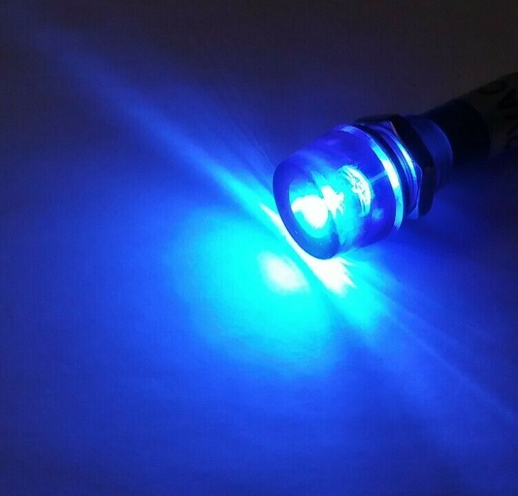 BBT 12 volt AC/DC Waterproof Bright Blue LED Hi-Profile Indicator Light