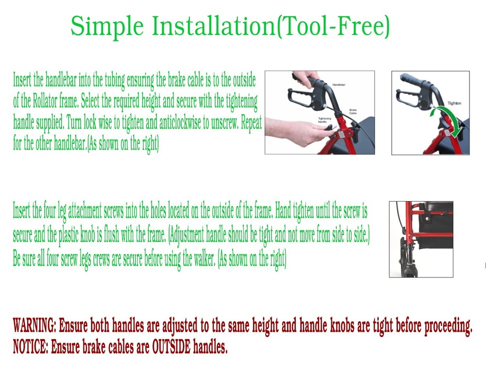 Rollator Height Adjustment Knob Black for Vibe Walker - Easy Install