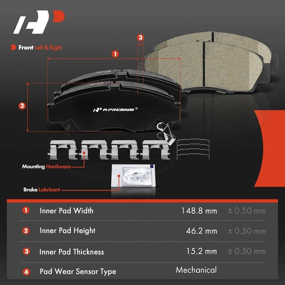 A-Premium Front & Rear Ceramic Disc Brake Pads Set Compatible with Select Honda