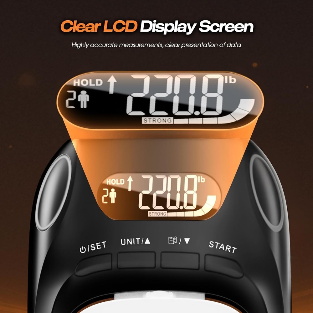 Grip Strength Tester & Trainer 2-in-1 Combo Set-Digital Hand Dynamometer with LC