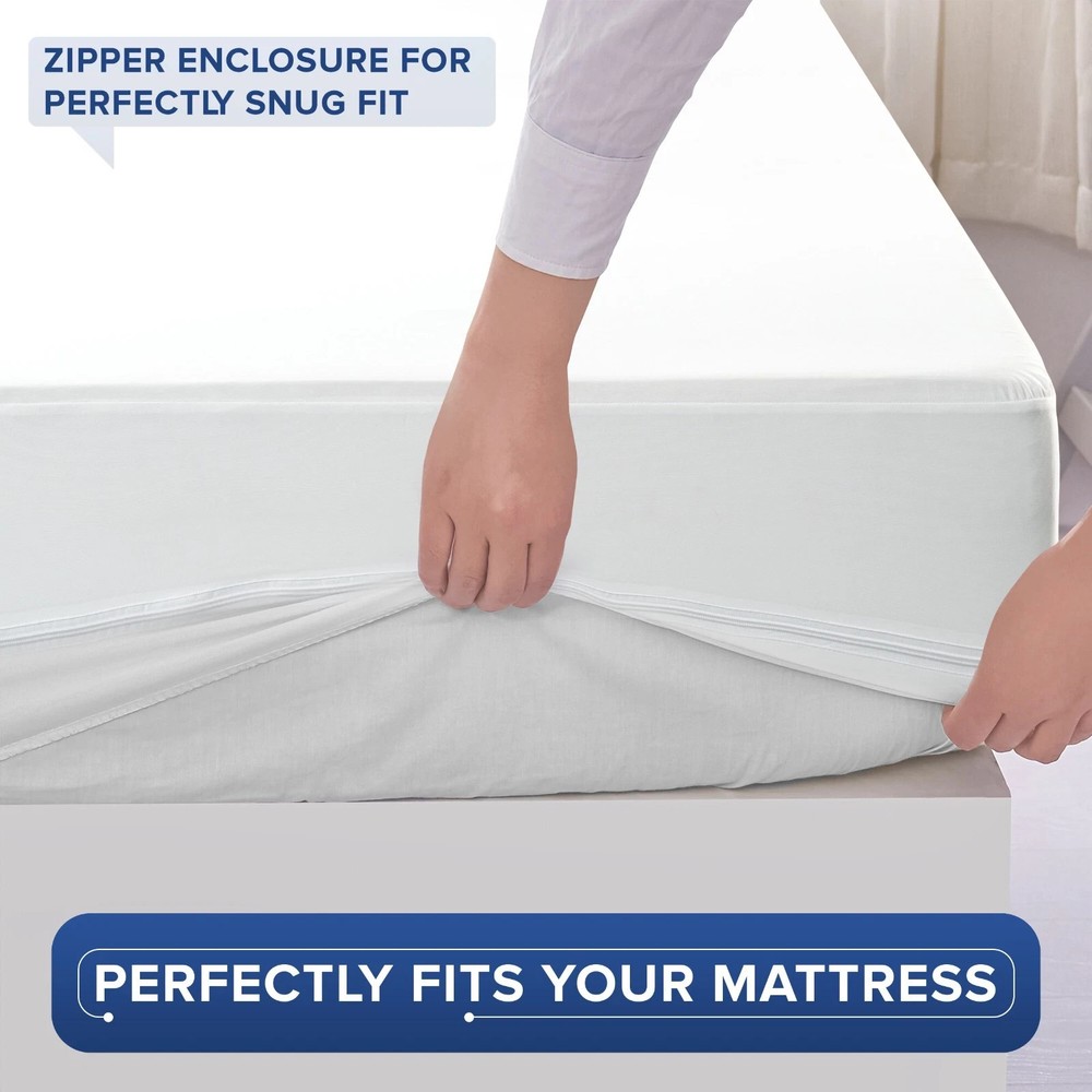 Mattress Encasement Waterproof Protector Zippered Deep Pocket Bed Bug Protector