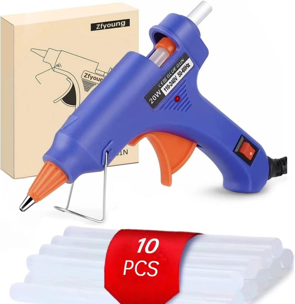 Mini Hot Glue Gun Set – 20W, Blue, Includes 10 Glue Sticks