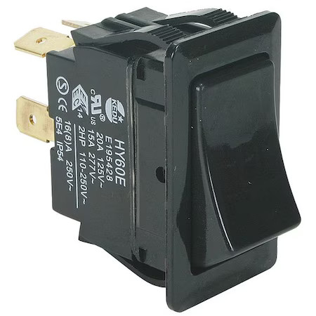 Rocker Switch, Non-Illuminated, Black, On/Off, Dpst, Quick Connect Tab