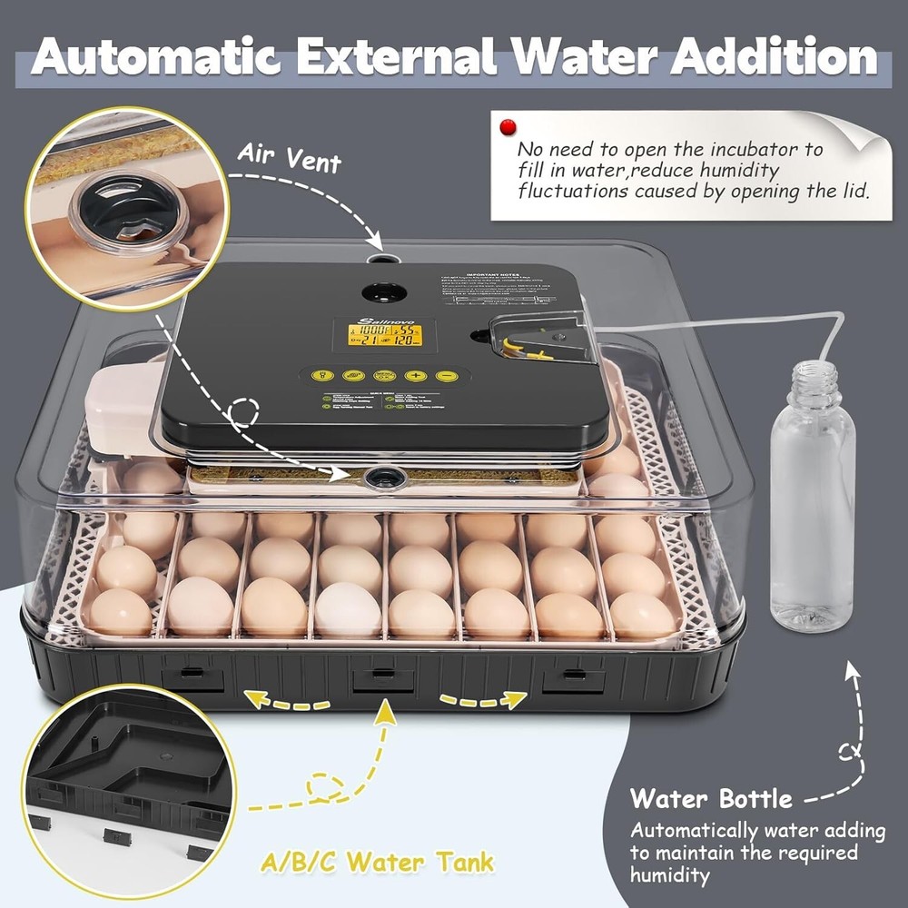 56 Egg Incubator for Hatching Eggs with Automatic Egg Turning & Built-in Candler