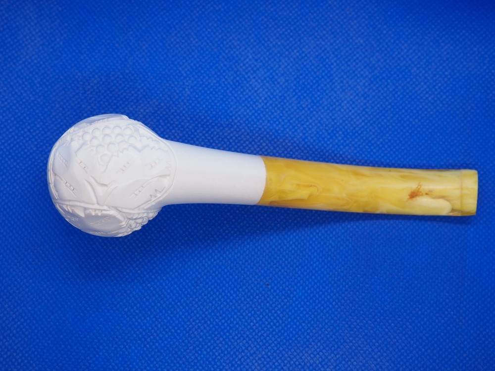 Fancy Apple Pipe new-block Meerschaum Grape Pattern Handmade W Case