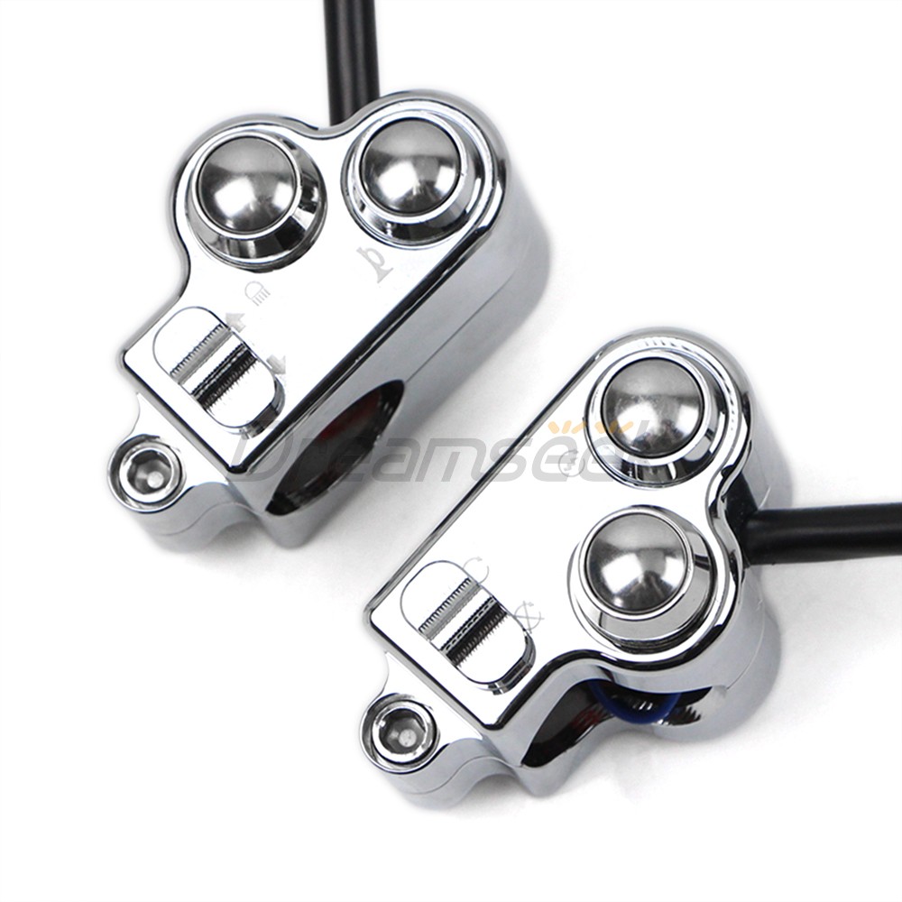 Chrome 25mm Universal Handlebar Switch Horn Button Control for Harley Motorcycle