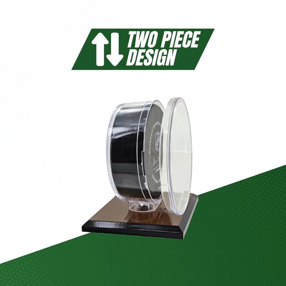 SINGLE HOCKEY PUCK DISPLAY with Black Acrylic Base