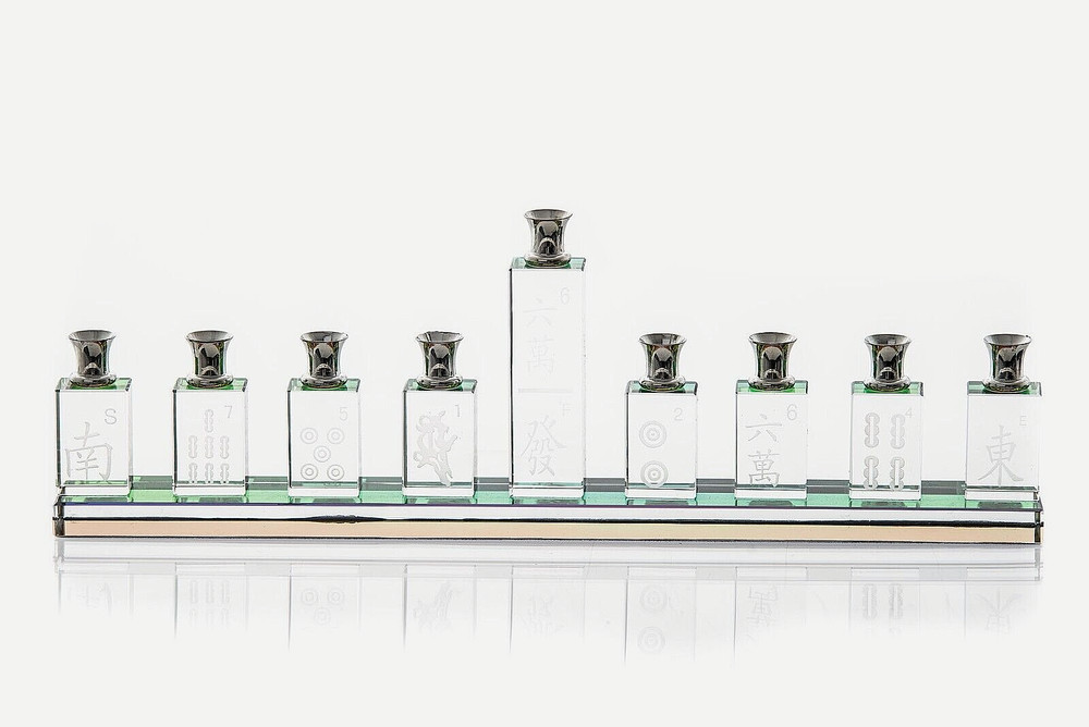 modern Crystal Menorah " MAH JONGG "  Design *