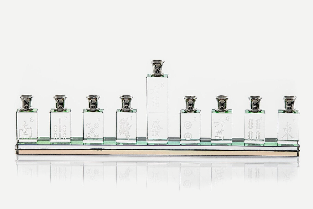 modern Crystal Menorah " MAH JONGG " Design *