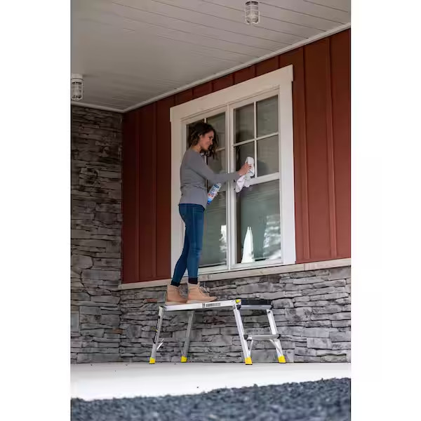Gorilla Ladders Work Platform Aluminum Folding Step Bench 4ft 300lb Heavy Duty