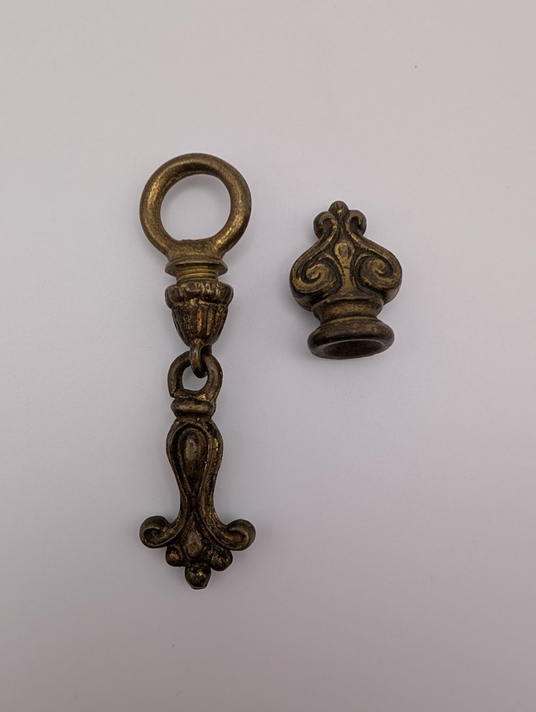 Antique/Vintage Ornate Brass Drop Drawer Pull & Extra Piece Decorative Hardware