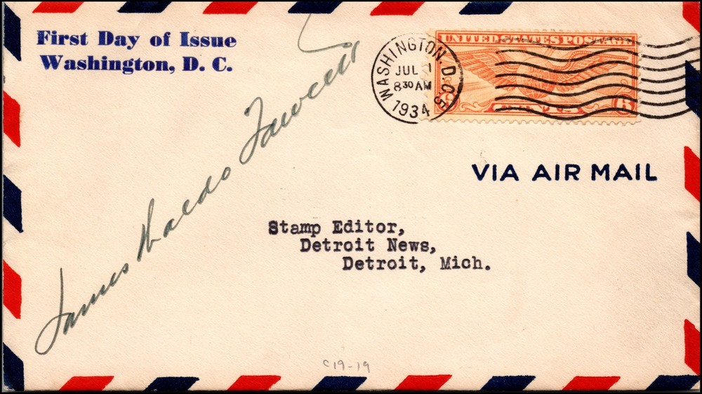 Scott C19 6 Cents Winged Globe General Purpose FDC Typed Address Planty C19-19