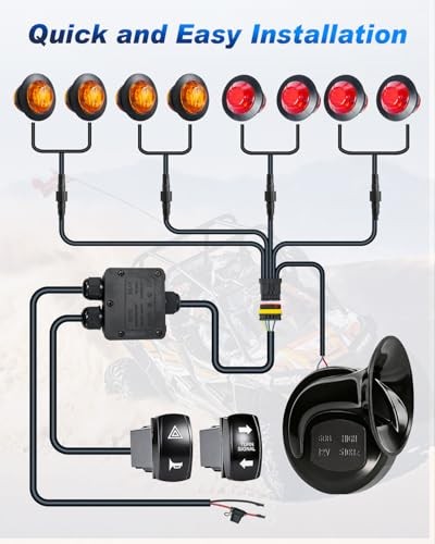 UTV Turn Signal Kit, Pre-Wired, Plug and Play UTV Blinker Kits with Hazard