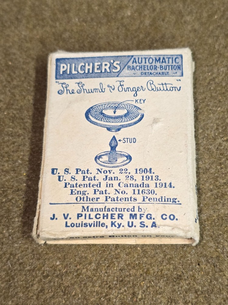 WWI Pilcher's Automatic Bachelor Button Box with Contents