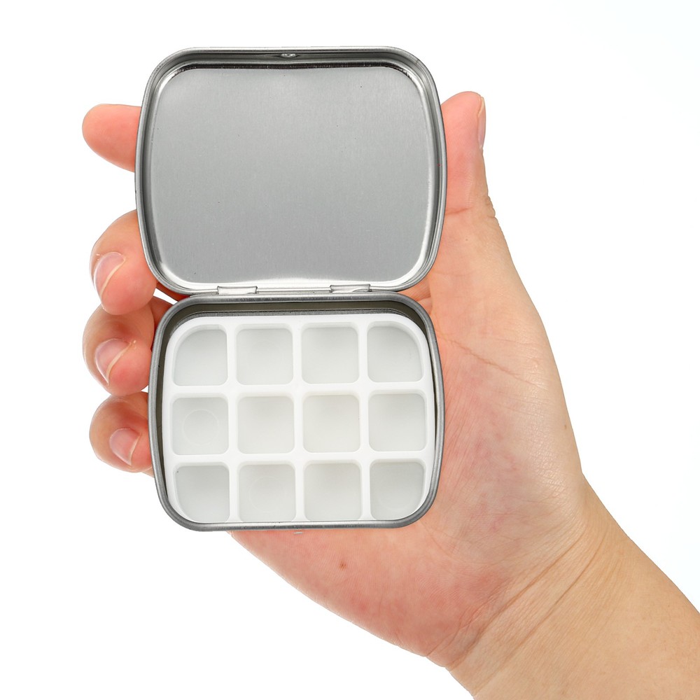 12 Well Portable Mini Tiny Paint Storage Box Blue Rose