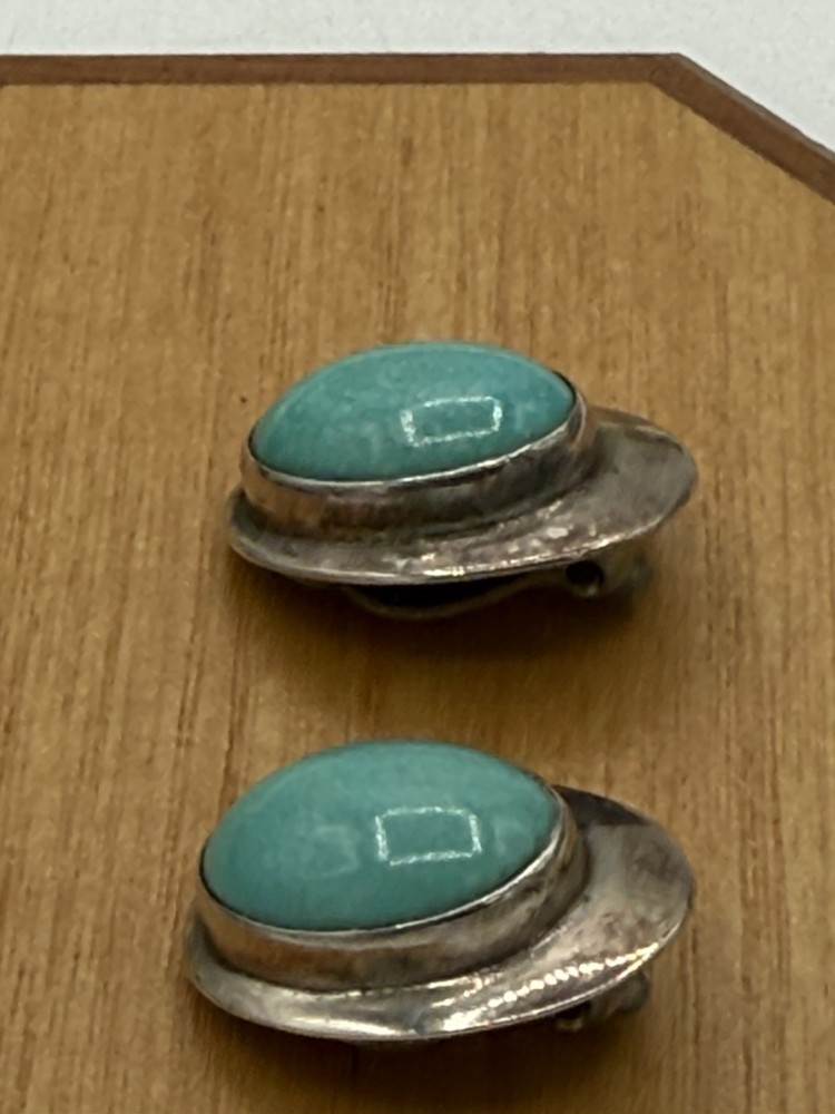 sterling silver turquoise earrings Signed A. Lee
