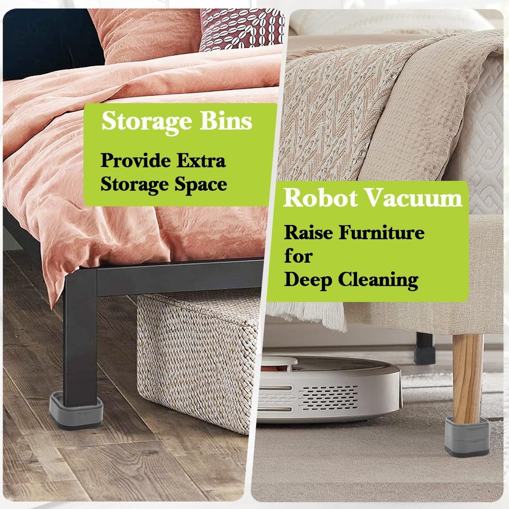 6-Pack 1" Furniture Risers Adjustable Stackable Bed Raisers Blocks Square