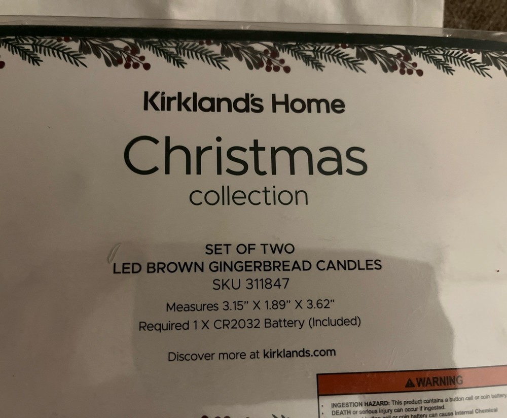 Set Of 2 LED Brown Gingerbread Candle