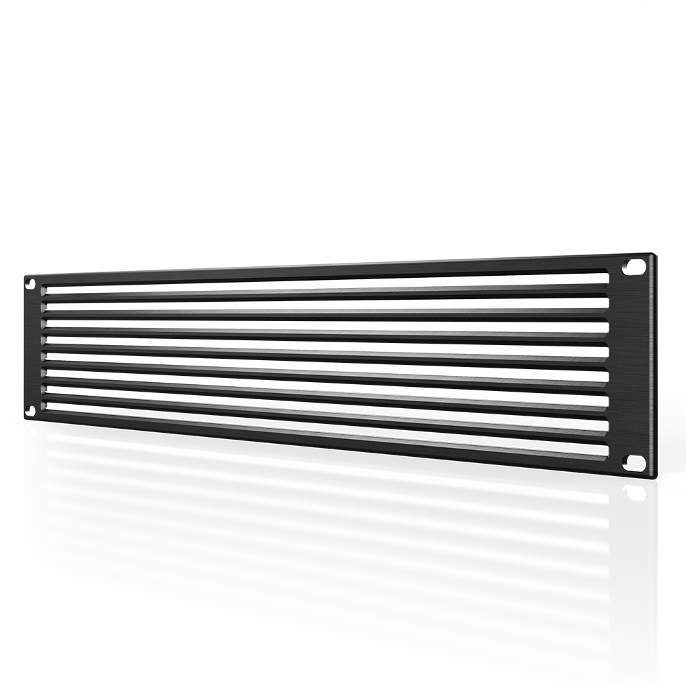Rack Panel Accessory Vented 2U Space for 19” Rackmount, Premium Black Aluminum