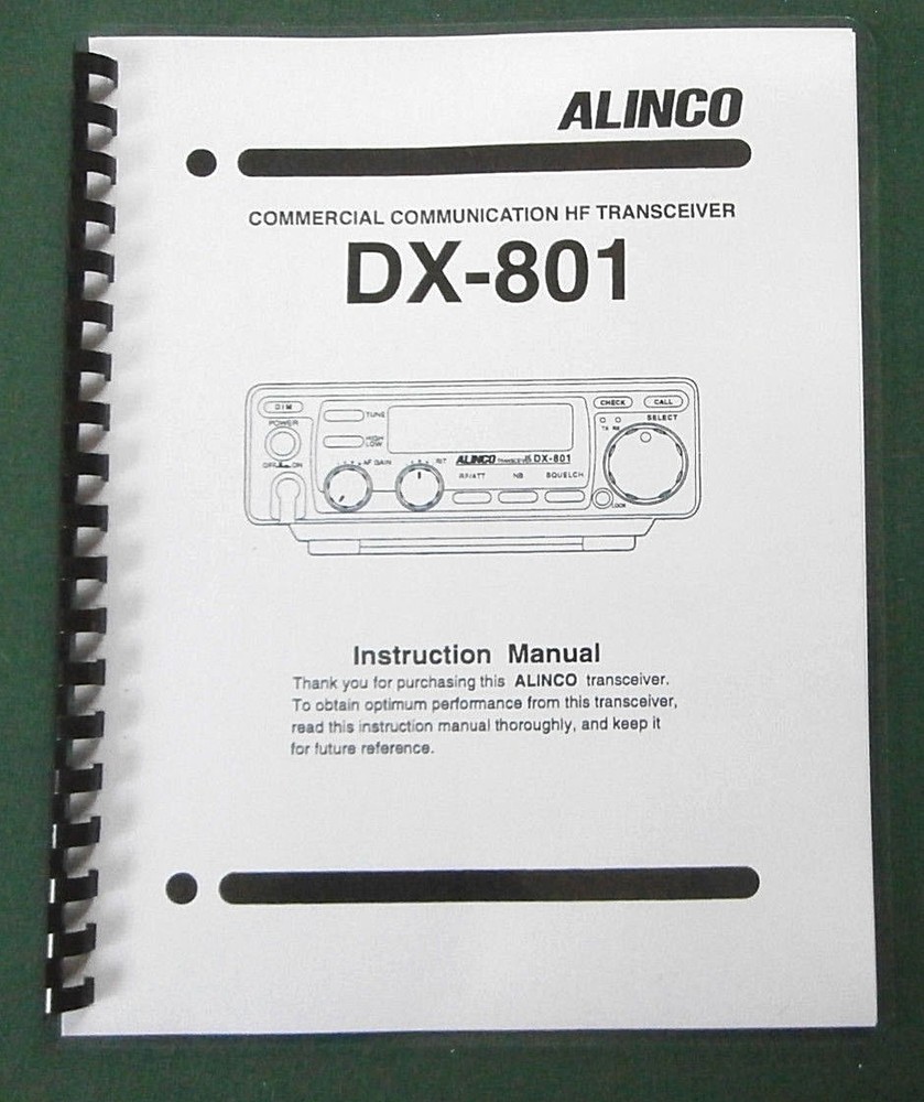 Alinco DX-801 Instruction Manual: Comb bound & Protective Plastic covers