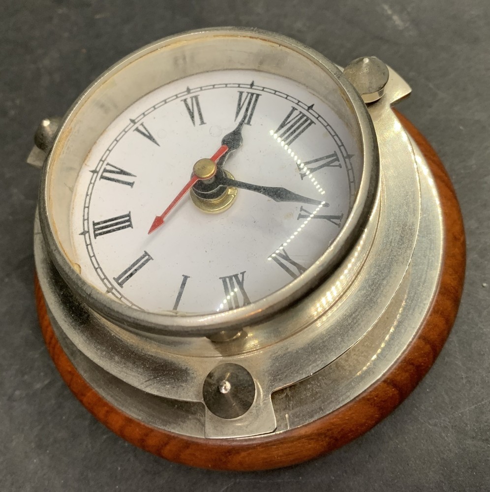 Nautical Dash Clock Brass & Wood
